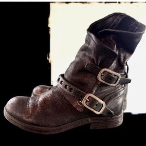 AS98 BLACK (HINT OF BRONZE) LEATHER BOOTS